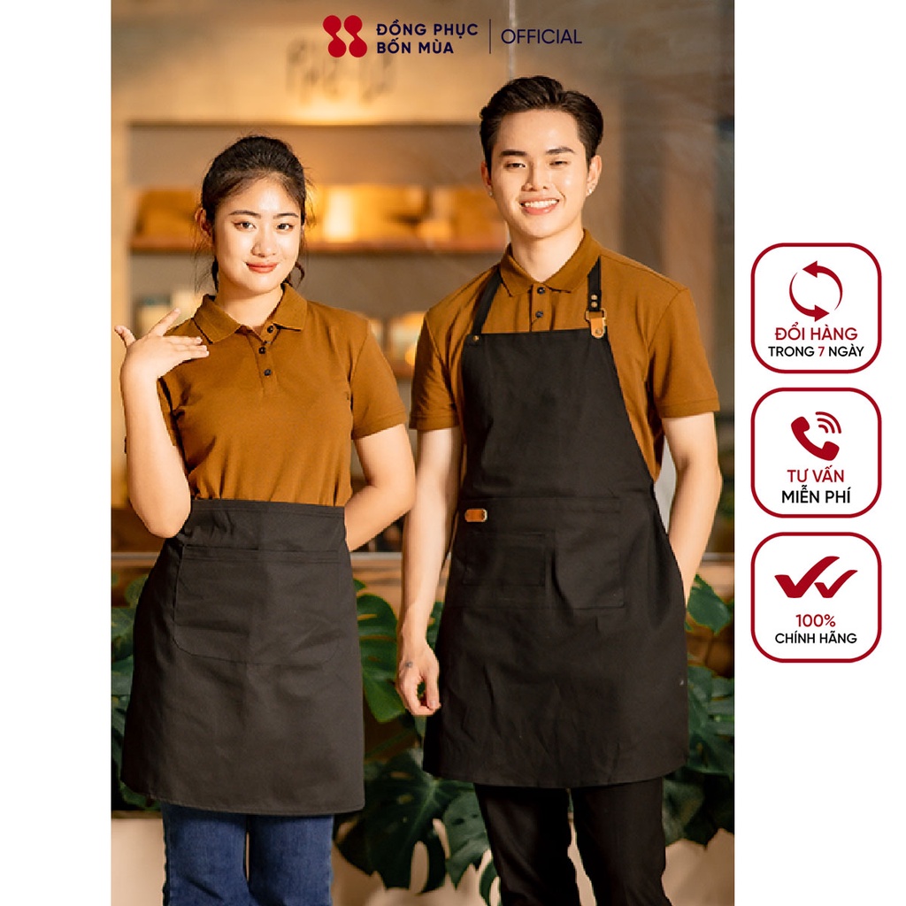 Tạp dề pha chế tạp dề ngắn phục vụ cao cấp cho Nam Nữ làm đồng phục tạp dề cafe