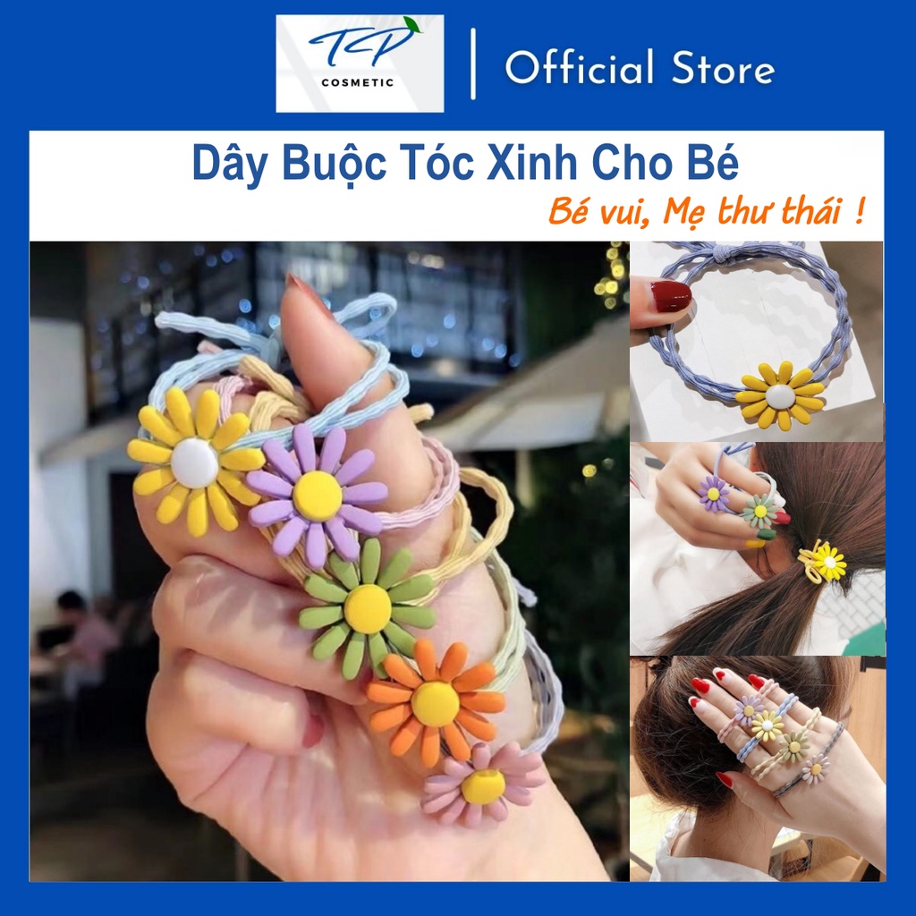 Dây Thun Cột Tóc Hoa Cúc Hàn Quốc, Buộc Tóc Xinh Cho Bé: Thun Chắc Chắn, An Toàn, Không Làm Đứt Hay Gãy Tóc.