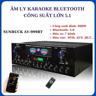 Âm ly karaoke gia đình, Sunbuck AV-999BT Âm ly bluetooth, amly karaoke công suất lớn, amply gia đình, âm ly rạp hát