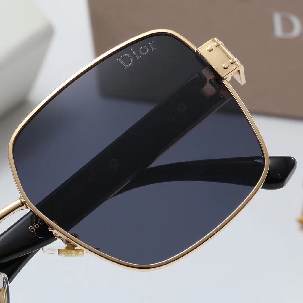 Kính Chống Tia UV400 Tròng Vuông Kim Loại Chống Phản Quang Thời Trang Cho Nam Và Nữ