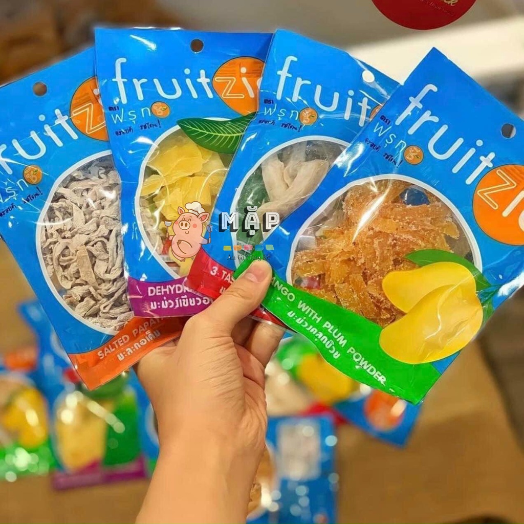 Ô Mai Giun Xanh Đu Đủ Muối, Xoài Vàng Thái Lan Fruitzie Gói 50g