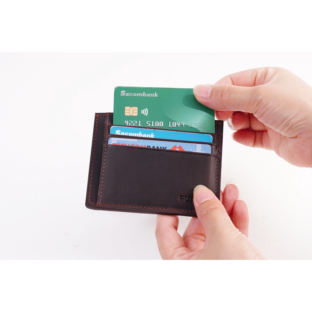 Ví đựng thẻ Da Bò Mini Card Cardholder nhỏ gọn tiện lợi PURO Bảo hành 24 tháng