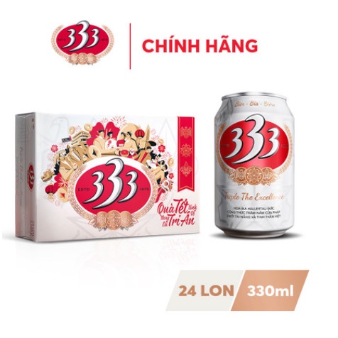 Thùng 24 lon bia sài gòn 333 loại 330ml