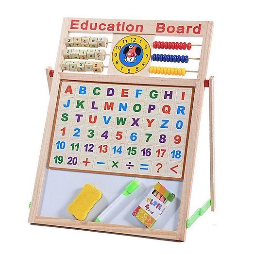 Bảng viết thông minh Edu chữ và số nam châm 2 mặt - đồ chơi giáo dục bằng gỗ
