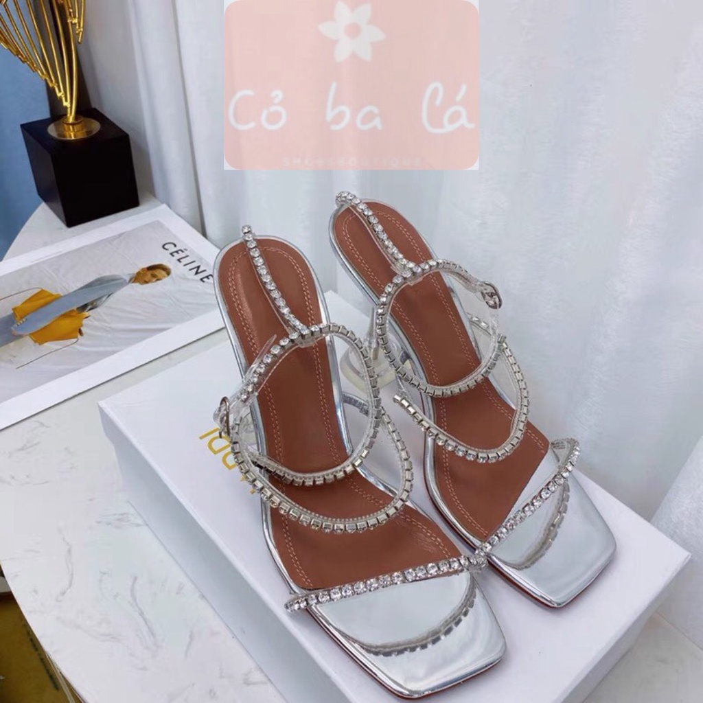 SANDAL CAO GÓT COBALA SHOES - GIÀY THỜI TRANG QUAI TRONG MẢNH ĐÍNH ĐÁ - GUỐC NỮ MŨI VUÔNG 9 PHÂN G22100100