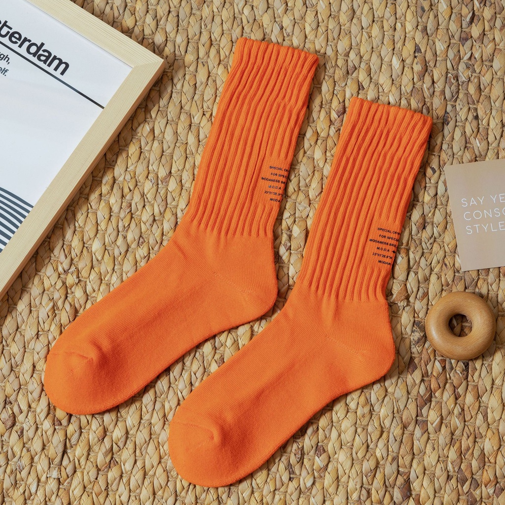 Vớ Dài 100% Cotton Màu Trơn Phong Cách Hip Hop Đường Phố Cho Nam