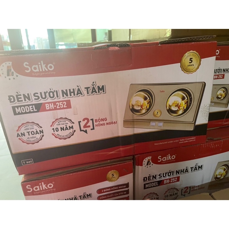 Đèn sưởi nhà tắm 2 bóng Saiko BH-252 hàng chính hãng