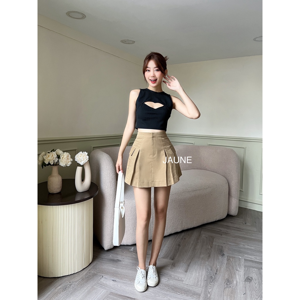Chân váy ngắn túi hộp chất kaki JAUNE- OTIS SKIRT