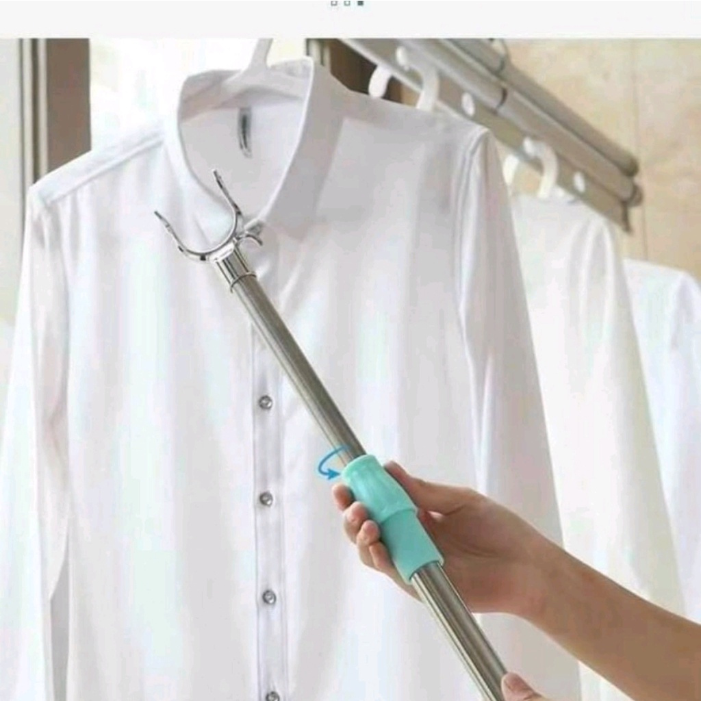 Gậy Phơi Quần Áo Kéo Dài Inox - Cây Móc Quần Áo Tiện