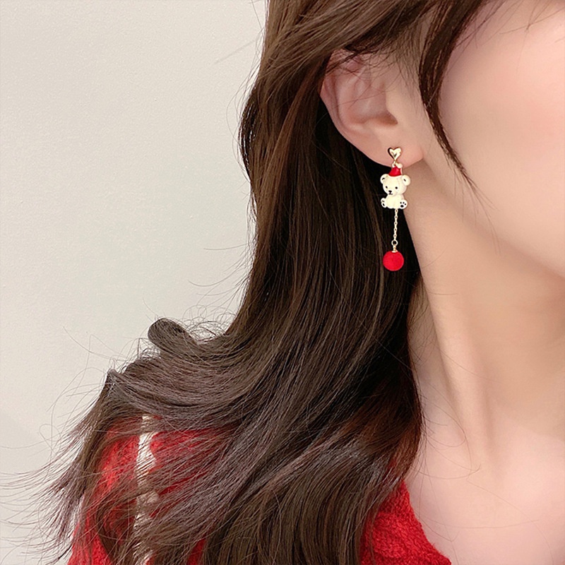 Bông Tai Hình Hoa Tuyết / Chuông Giáng Sinh Đính Đá Dễ Thương Thời Trang Cho Nữ