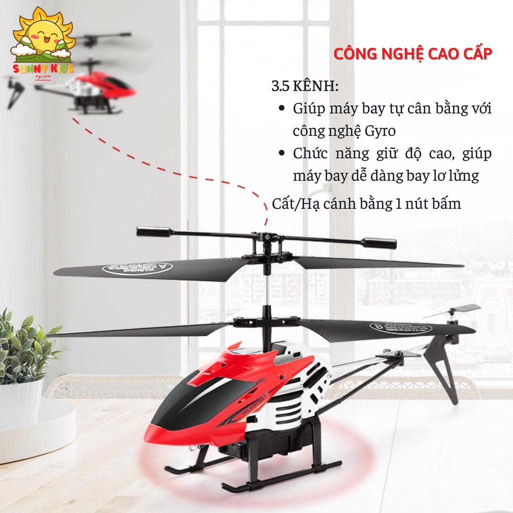 Máy bay trực thăng điều khiển từ xa, 3.5 Kênh, tính năng thông minh, di chuyển linh hoạt, hợp kim siêu bên - Sunny Kids