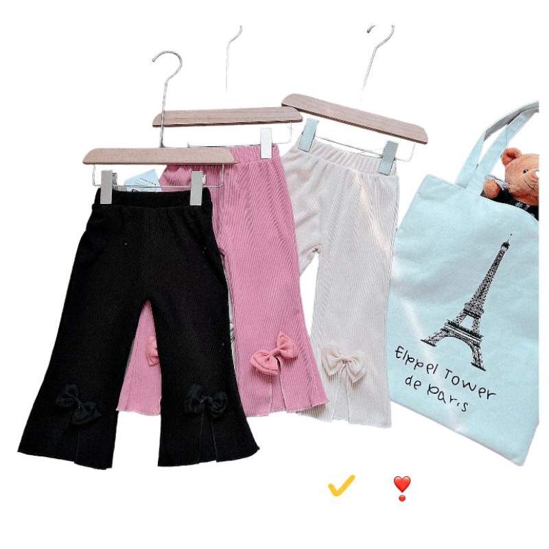 Quần Legging Ống Loe Chất Len Nhung Xẻ Gấu Xinh  Xắn Cho Bé Gái 9_35kg