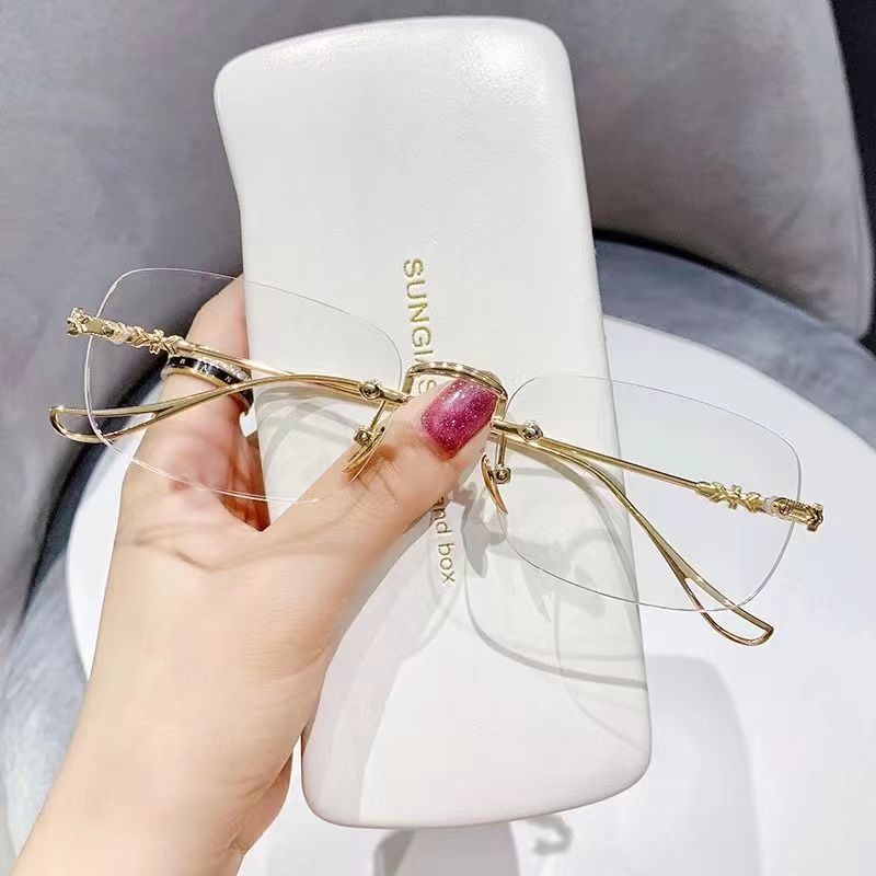 Kính Hoàn Thiện 0 ~ + 400° Kính Đọc Sách Gọng Kim Loại Thời Trang Hàn Quốc