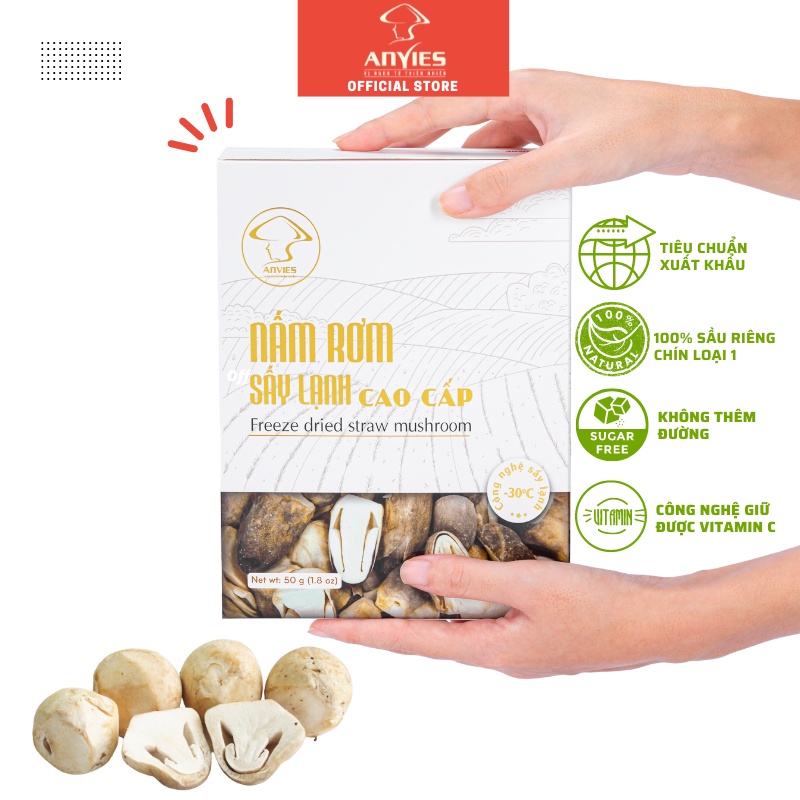 Nấm Rơm Sấy Lạnh Anvies Giữ Trọn Vị Ngon Cung Cấp Vitamin Dinh Dưỡng Và Khoáng Chất- 50g