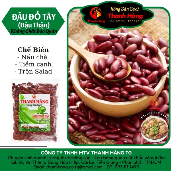 Đậu Đỏ Tây (Đậu Thận) Hữu Cơ Thanh Hằng Giống Thuần Chủng Đỗ Đỏ Hạt Nhỏ Organic / Hạt To Lớn Đà Lạt Trộn Salad Nấu Chè