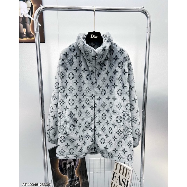 Áo khoác lông nam nữ L.V,áo khoác lông mùa đông siêu ấm hoạ tiết L.V