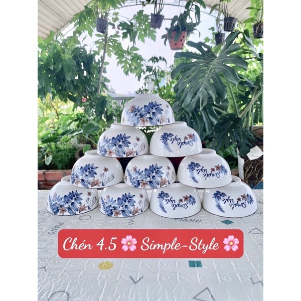 Bộ 10chén ăn cơm sứ bát tràng bông hoa đủ màu