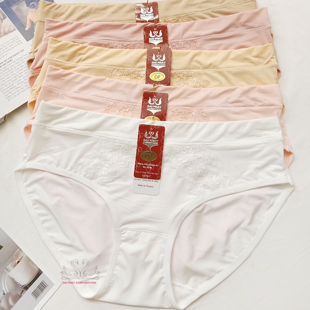 Set 10 quần lót nữ thun lạnh trơn cao cấp kháng khuẩn Đại Phát phối ren 2 bên 45-75kg