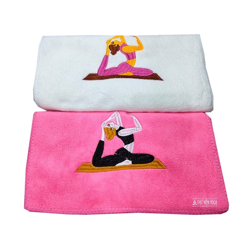 Khăn lau mồ hôi tập Yoga , kích thước 110cm x 25cm khăn thêu vải cotton cao cấp pha nhung mềm mại thấm hút mồ hôi