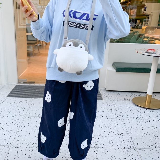 Túi Đeo Chéo Hình Chim Cánh Cụt Hoạt Hình Đáng Yêu Dành Cho Nữ