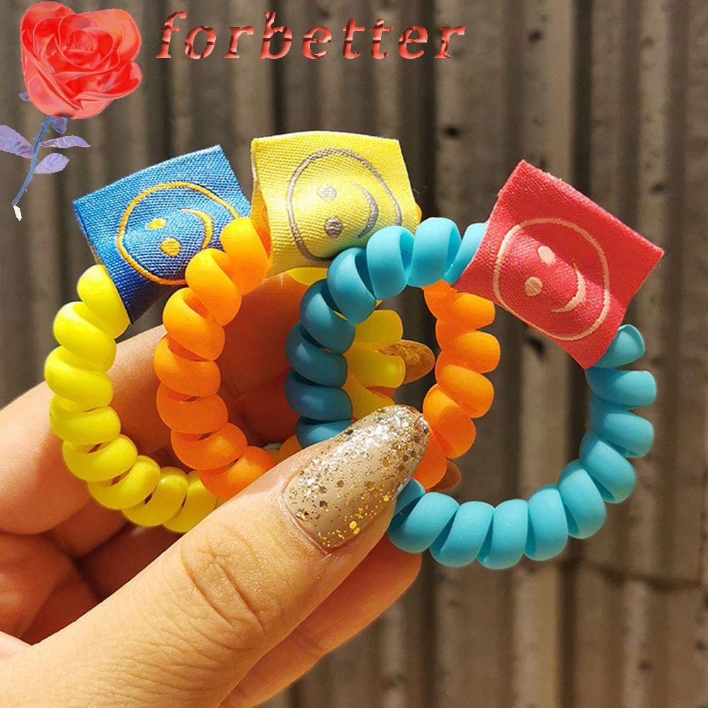 Dây Buộc Tóc Co Giãn Hình Mặt Cười Màu Dạ Quang Phong Cách Hàn Quốc Cho Nữ