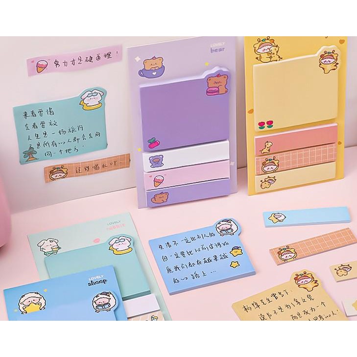 Set Giấy note - Giấy nhớ - ghi chú hoạt hình kute - 20x4 tờ