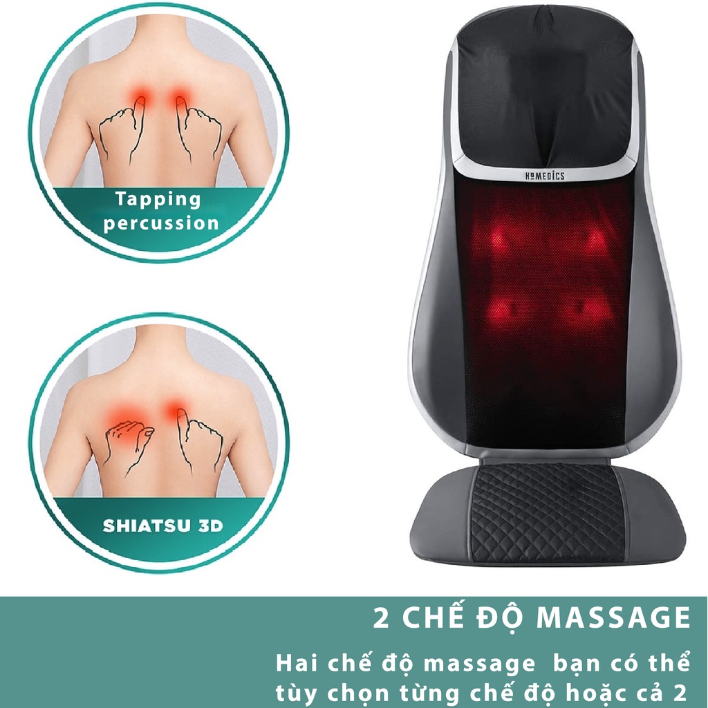 Đệm massage hồng ngoại 3D Shiatsu TruTouch HoMedics MCS-847HJ HT Beauty massage trị liệu vùng lưng vai gáy