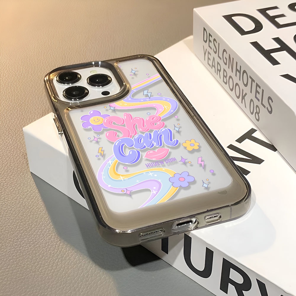 Ốp Điện Thoại Trong Suốt In Hình Hoa Và Cầu Vồng Cho iphone 14 Pro Max 13 11 12 7Plus X XR XS Max 8 7