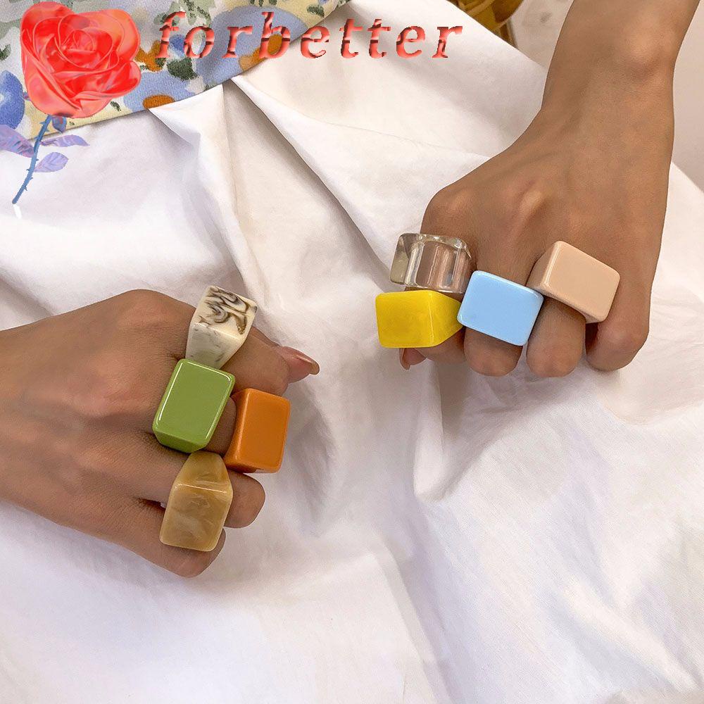 Nhẫn nhựa resin trong suốt họa tiết vân đá cẩm thạch nhiều màu sắc thời trang năm 2021 cho nam nữ