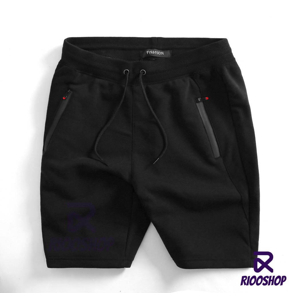 Quần thun nỉ nam ngắn cao cấp chuẩn shop dây kéo RPS037 - quần short nam đẹp Riooshop