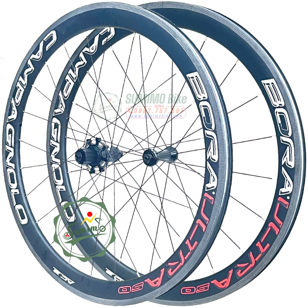 Bánh bộ carbon CAMPAGNOLO BoraUltra 700c 5cm - Đùm nhôm - Thắng vành