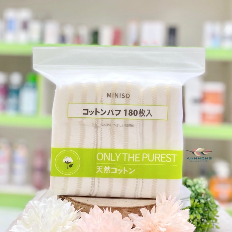 Bông tẩy trang Miniso Nhật Bản 180 miếng