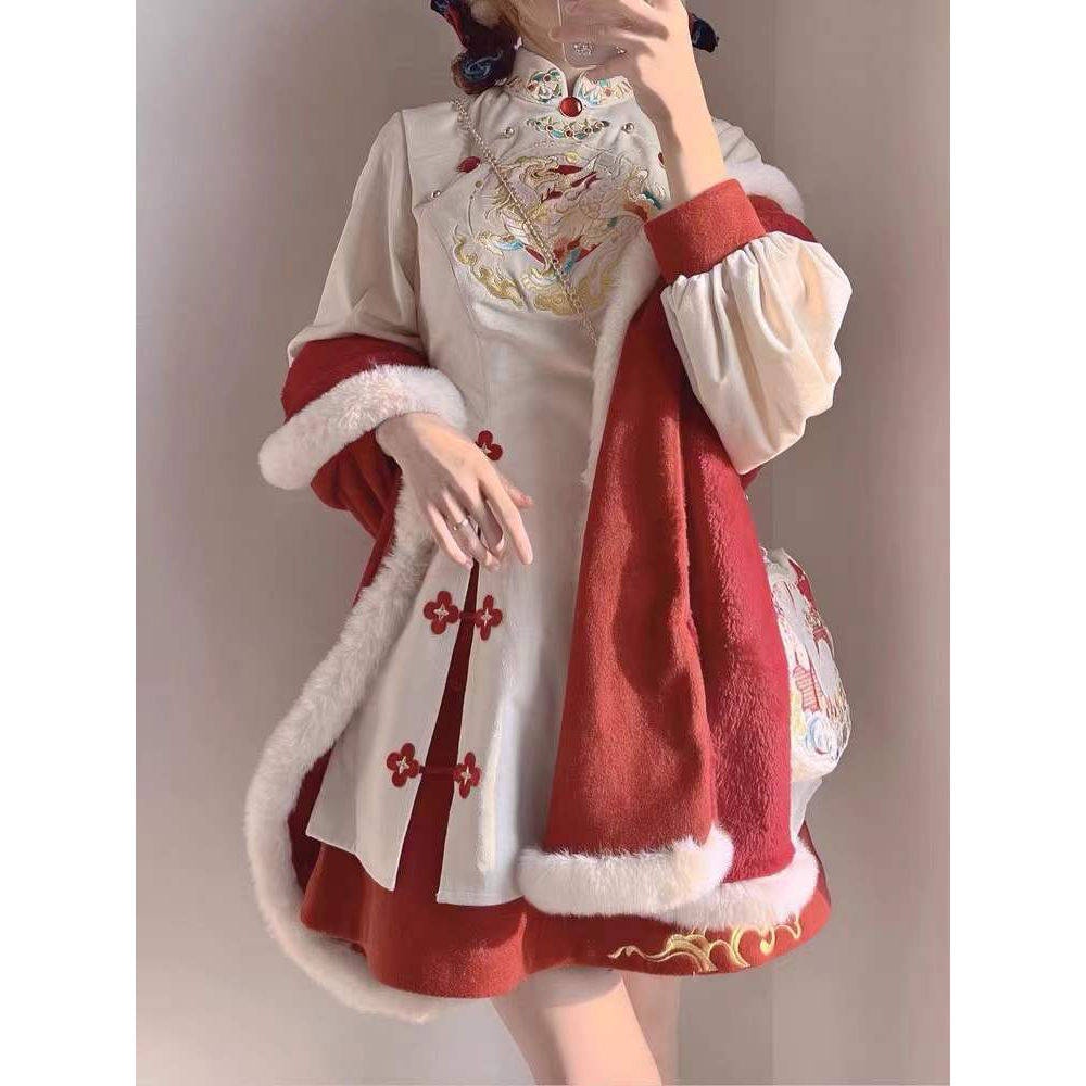 Đầm Giả Hai Mảnh Phong Cách Trung Hoa Thời Trang Thu Đông Hàng Mới 2021