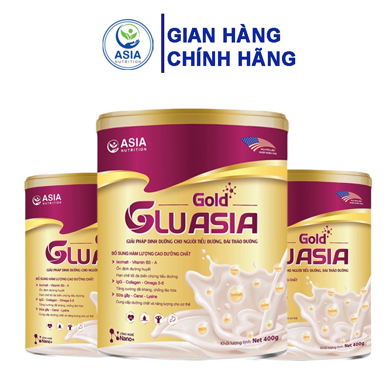 Sữa tiểu đường Glu Asia Gold cao cấp Asia Nuitrition 400g tác dụng cung cấp dinh dưỡng, năng lượng cho người tiể.u đường