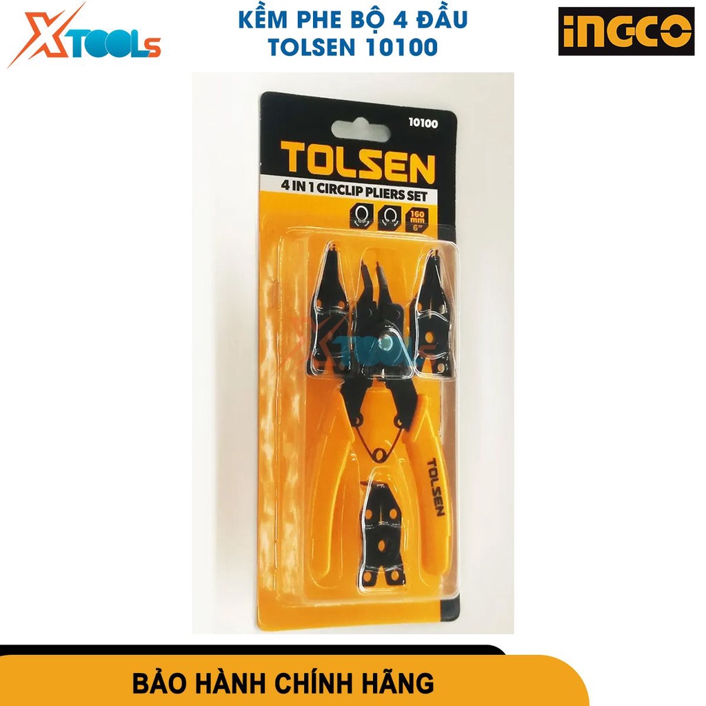 Kìm phe bộ 4 đầu Tolsen 10100 6 inch, chất liệu thép không gỉ độ bền cao, dùng cắt, giữ, kẹp mở - CHÍNH HÃNG - XTOOLS