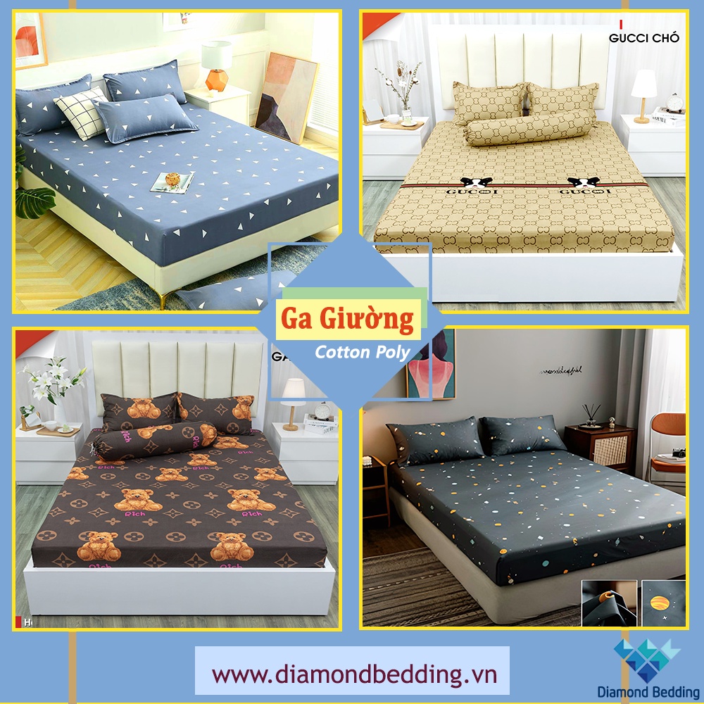 Ga Giường, Drap Giường 💎m2/m4/m6/m8💎 (Chưa Kèm Gối) Cotton Poly An Toàn Cho Da - Diamond Bedding
