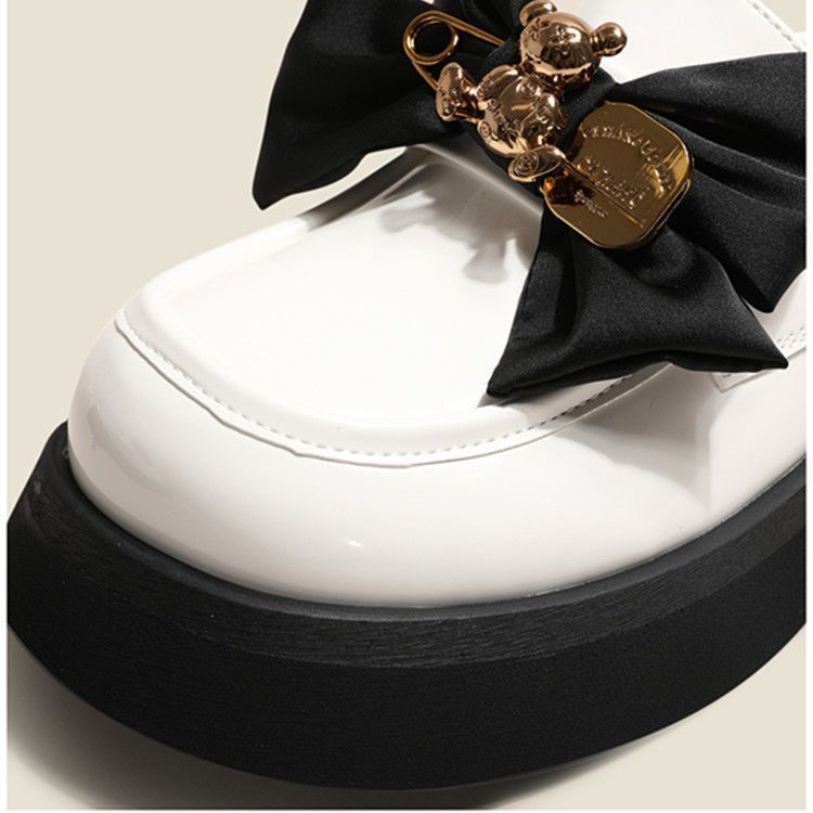 Giày Lười Da Bóng Đế Dày Tăng Chiều Cao Đính Nơ Thời Trang Mùa Hè