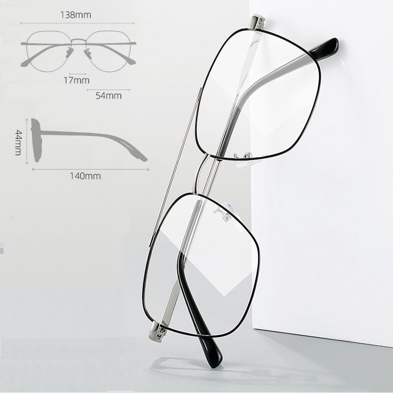 Mắt Kính Gọng Vuông Kim Loại Chống Bức Xạ Phong Cách Cổ Điển Thời Trang Cho Nam Và Nữ