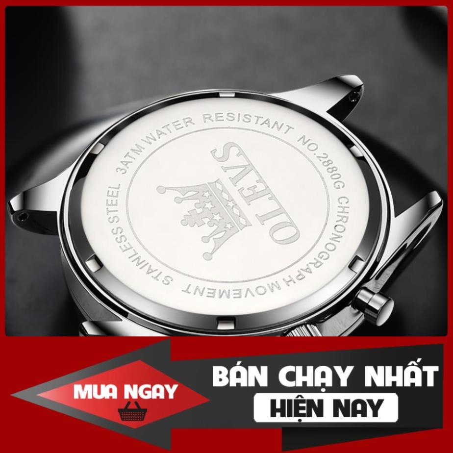 OLEVS 2880 Đồng hồ nam chính hãng Dây da có chức năng Lịch chống nước phát sáng Mặt số