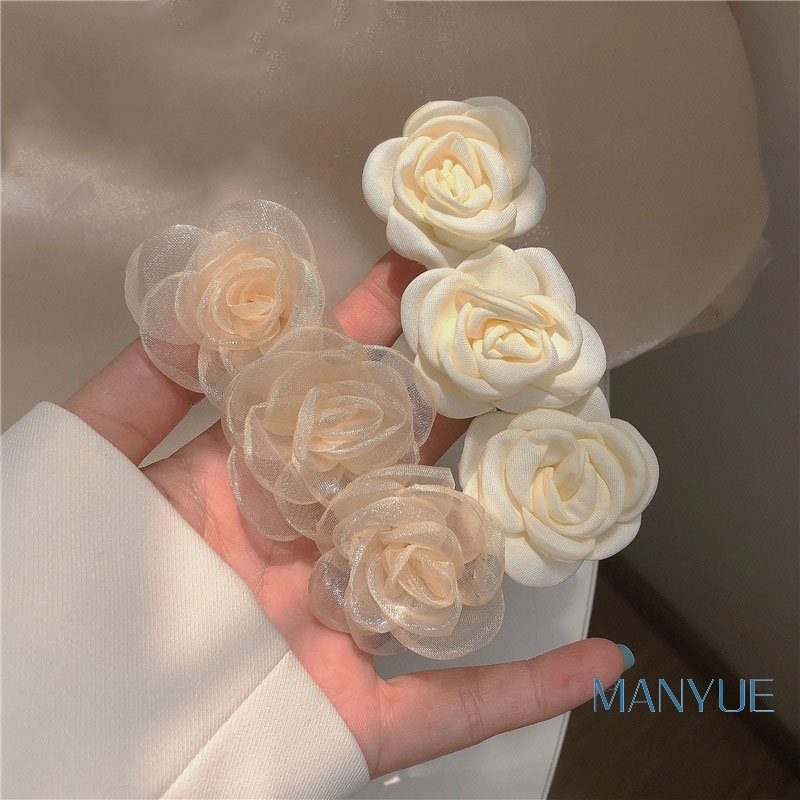 Kẹp tóc MANYUE hình hoa phối lưới phong cách Hàn Quốc thời trang cho nữ