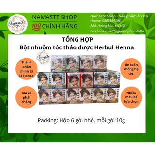 (SẴN 10 MÀU) BỘT NHUỘM TÓC THẢO DƯỢC ẤN ĐỘ - HERBUL HENNA [TẶNG GĂNG TAY + MŨ TRÙM ĐẦU]