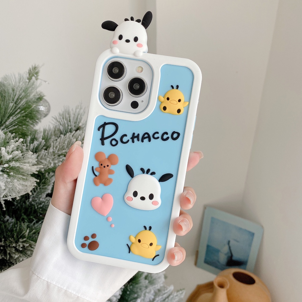 Ốp Điện Thoại Tpu Dẻo Họa Tiết Hoạt Hình Chú Chó Tai To 3D Dễ Thương Cho iPhone 14 13 12 11 Pro Max Plus