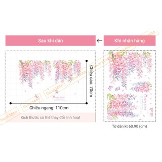 Decal dán tường combo tán hoa + chân cúc hoạ mi ( kt 1m2*1m2)