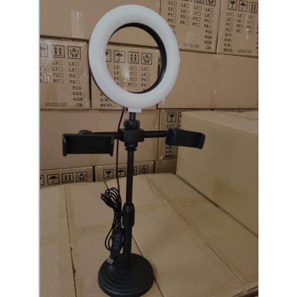 đèn livestream size 16 ,kẹp hai điện thoại tùy chỉnh 3 chế độ màu