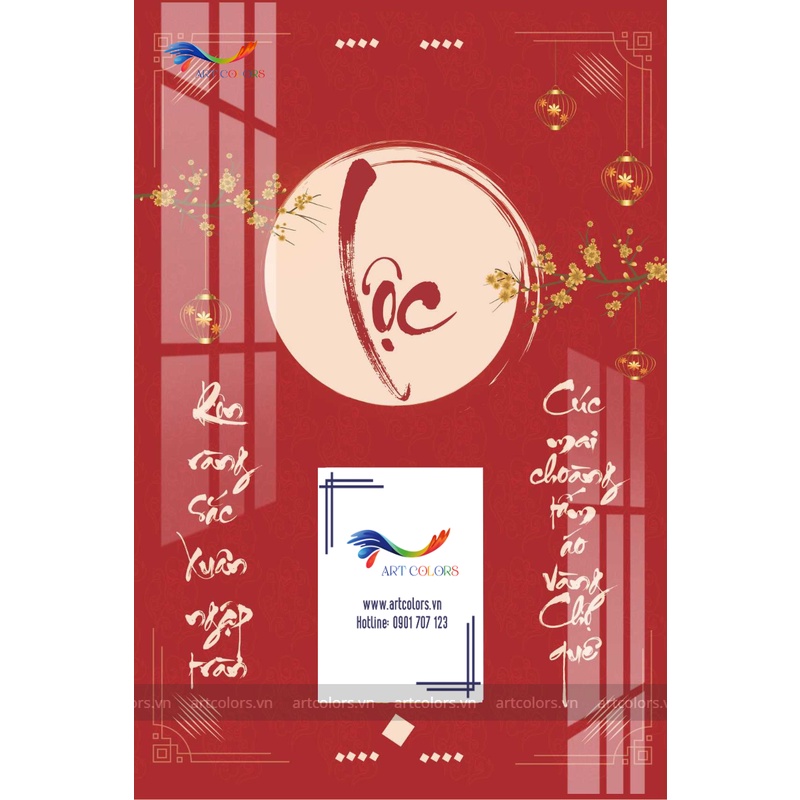 Bìa lịch tráng gương- Chữ Lộc-  Lịch Tết treo tường- Kích thước 40x60cm- không kèm bloc lịch