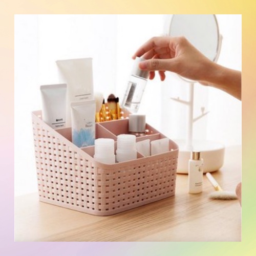 Hộp Đựng Đồ Trang Điểm Để Bàn Nhiều Ngăn Đa Năng/Khay nhựa đan để bàn nhiều ngăn đa năng 5 Ngăn