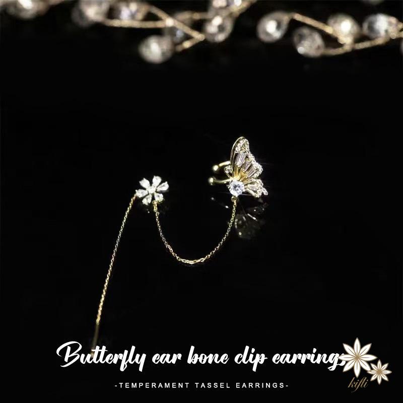 Bông Tai Hình Bướm Đính Đá Thiết Kế Mới Thời Trang Theo Phong Cách Nhật Hàn