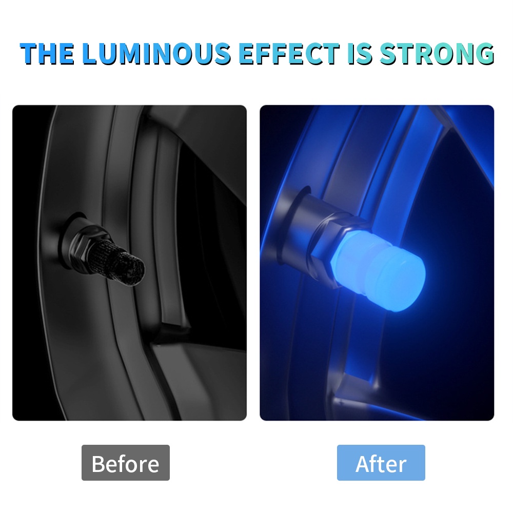 1 / 4 Nắp Van Bánh Xe Phát Sáng Trong Bóng Tối Chống Bụi Chống Nước Thông Dụng Cho Xe Hơi Xe Máy