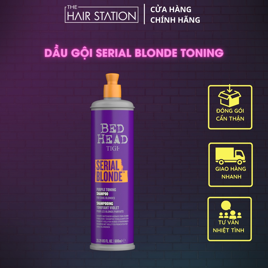 Dầu gội ánh tím cho tóc tẩy tông màu lạnh Tigi Bed Head Serial Blonde Toning 400ml