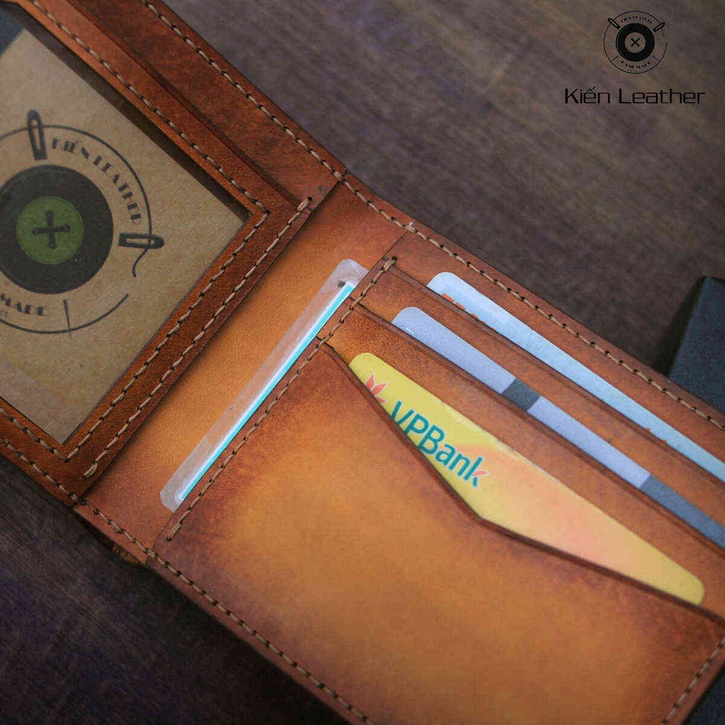 Ví nam dáng ngang, Màu PATINA thủ công độc đáo, Kiến Leather VNV01